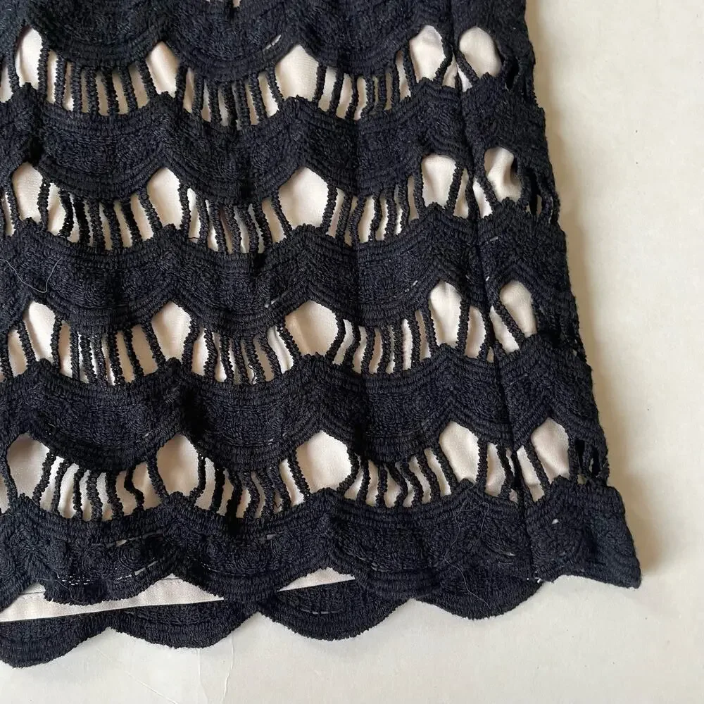 Kate Spade Scallop Crochet Lace Top Blouse Black Lined S $268
